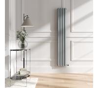 Salt & Pepper Vertical Smart Electric Radiator with Wi-Fi Thermostat - 1.2KW - H1600xW236 - Bathroom Safe