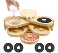 Salt Rimmer Set, 5 Tier Cocktail Rimmer Tray with 5 Sponge, Wooden Rotating Sugar Holder, Bar Glass Rim Decoration Fits Glasses Up to 5.5 Inches Wide for Cocktail House Party