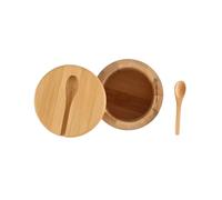 Salt Seasoning Jars Pepper Jar Bamboo Condiment Box Bowl Storage Pot Set Wood Sugar Container Holder