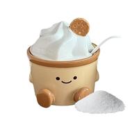 Salt Shaker - Ceramic Box with Lid and Spoon, Cute Cartoon | Ceramic Salt Shaker | Moisture Proof Decorative Seasoning Jar for Kitchen, Home Dining Room, Co