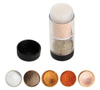 Salt Shaker or Pepper Shaker Moisture Proof Set with Adjustable Pour Hole，2-in-1 Portable Spice Shaker with Airtight Lid for Camping Kitchen, Table Salt, Black and White Pepper