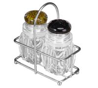 Salt Shakers | Clear Salt and Pepper Shaker Set,Seasoning Jars with Stand for Kitchen Organization Shelf Apartment Camping Countertop Farmhouse Home Pantry Picnic