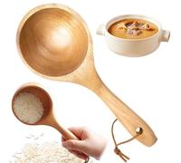 Salt Spoons, Wooden Scoop, 3x8 Inch Flour Scoop with Loop, Smooth & Glossy Rice, Multi-Purpose Wooden for Water, Soup, Beans, Grains & More