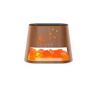 Salt Stone Lamp Humidifier with Aromatherapy Mood Lighting, 4 Timer Settings, Whisper-Quiet 30dB Operation, Natural Quartz Salt Stone Design for Bedroom and Office Use, Wood Grain Color