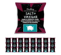 Salt & Vinegar Pork Scratchings Multi-Pack (24 x 50g) birthday gifts for him, high protein snack, meat snacks, keto friendly, premium crackling, pork rinds snacks. From Chuckling Snacks.