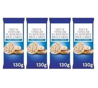 Salt & Vinegar Rice Cakes 130g, 4 Pack Salt & vinegar flavoured rice cakes deliver a tangy and savoury taste experience that satisfies cravings for bold, zesty snacks