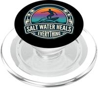 Salt Water Heals Everything Surfing Surfer Surf Board Lover PopSockets PopGrip for MagSafe