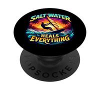 Salt Water Heals Everything Windsurfing Windsurfer Quote Sun PopSockets Adhesive PopGrip