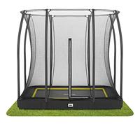 Salta Comfort Edition Ground - 214 x 153/305 x 214/366 x 244 cm - TÜV Tested - Black/Green/Pink - Rectangular Outdoor Trampoline, Ground Trampoline, Inground, Trampoline with Low Level