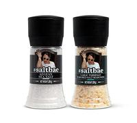 SaltBae Duo Pack Salt Seasonings - 2 pcs high quality salt seasonings for any home cook or grillmaster - ideal as giftset for BBQ parties - Aegean Sea Salt & Garlic Parmesan Flavored Salt