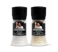SaltBae Duo Pack Salt Seasonings - 2 pcs high quality salt seasonings for any home cook or grillmaster - ideal as giftset for BBQ parties - Aegean Sea Salt & Truffle Salt