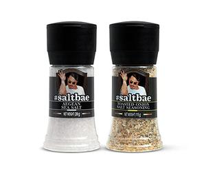 SaltBae Duo Pack Salt Seasonings - 2 pcs high quality salt seasonings for any home cook or grillmaster - ideal as giftset for BBQ parties - Aegean Sea Salt & Toasted Onion Salt