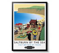 Saltburn by Sea Print, England Travel Poster, Vintage UK Railway Wall Art, Retro tourism Postcard Home Decor Gift Idea, Archival Matte, A4 (Print Only) - 29.7x21cm