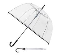 SALTEASY Clear Transparent Dome Umbrella with Black Border Design Large Rain Umbrella with Hook Handle Wedding Walking Party Use Ladies Men's Parasol Brolly