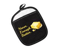 Salted Butter Pot Holder Never Enough Butter Pot Holder Butter Cooking Oven Mitt Butter Lover Gift (Enough Butter Black)