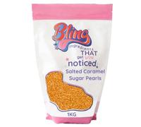 Salted Caramel Sugar Pearls 1kg - Caramel Cake Pearls & Cupcake Decorations | Crunchy Sugar Nibs for Baking, Brownies, Coffee, Ice Cream & Desserts