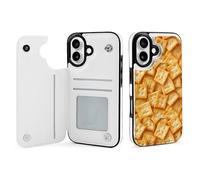 Salted Soda Crackers Food Leather Wallet Cell Phone Cases Stand Foldable Flip Cover Phone Case Compatible with iPhone 16/16 Plus/16 Pro/16 Pro Max/16 E/16 SE4