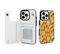 Salted Soda Crackers Food Leather Wallet Cell Phone Cases Stand Foldable Flip Cover Phone Case Compatible with iPhone 16/16 Plus/16 Pro/16 Pro Max/16 E/16 SE4