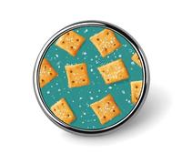 Salted Soda Crackers Novelty Metal Badge 1″ Round Brooch Pin Clothes Hat Bag Tie Accessories Decor