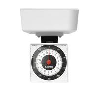 Salter 022 WHDR Dietary Mechanical Kitchen Scale, Small/Compact for Travel, 500g Capacity, Measuring 5g Increments, Precise Portion Control Food Weighing Scales, No Batteries, White, 15 Year Guarantee
