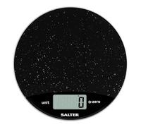 Salter 1009 BKDR Digital Kitchen Scale - Round Marble Food Weighing Scales, Tare Function, Weigh Liquids/Fluids, Easy Read LCD Display, Metric/Imperial, Electronic, Baking/Cooking, 8kg Capacity, Black