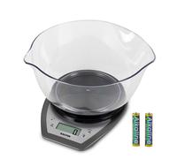 Salter 1024 SVDR14 Digital Kitchen Scale With Bowl- 2L Dishwasher Safe Mixing Bowl, Easy Dual Pour Wide & Narrow Spouts, 5kg Capacity, Silver