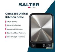 Salter 1068 SSBKDR Ultra Slim Digital Kitchen Scales Stainless Steel Black