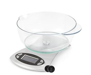 Salter 1069 SVDR Digital Kitchen Scale - With Dishwasher Safe Detachable 1.8L Bowl, 4-in-1 Food Scales, Clock, Timer, Room Temp, Measures Liquids, Tare/Zero, Baking/Cooking, 5KG Capacity, Easy Read