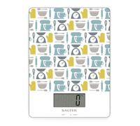 Salter 1102 GNBLDR Electronic Kitchen Scale, Digital Food Weighing Scales, Easy Clean Glass, Multifunctional For Liquids/Fluids, Baking Gadget Print, 5kg Capacity, 15 Year Guarantee, Battery Included