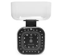 Salter 124 BKSVDREU16 Premium Cube Mechanical Kitchen Scale, 5 KG Maximum Capacity, Easy to Read Dial, Add & Weigh, 1.3 Litre Dishwasher-Safe Bowl, Scale Fits Inside Bowl, No Batteries Needed, Black