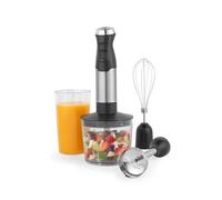 Salter 3-In-1 Blender - Whisk, Blend, Chop & Store, Includes Stainless Steel Whisk & Blender Attachment, 500ml Chopping Bowl, 700ml Storage Beaker With Lid, Variable Speed Settings, Black, Silver