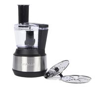 Salter 3 in 1 Electric Food Processor - 600ml Vegetable Chopper, 2 Speed Settings, Durable Stainless-Steel Blade, Shred & Slice Disc, Feeding Chute & Pusher for Oils/Dressings, Food Prep, 300W