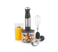 Salter 3-In-1 Blender - Whisk, Blend, Chop & Store, Includes Stainless Steel Whisk & Blender Attachment, 500ml Chopping Bowl, 700ml Storage Beaker With Lid, Variable Speed Settings, Black, Silver