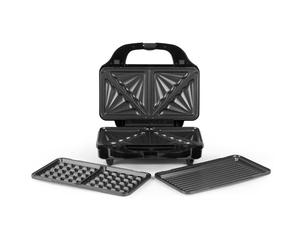 Salter 3-In-1 Snack Maker - Sandwich Toaster, Waffle Maker, Panini Press Grill, Includes Removable Extra Large Deep Fill Hot Plates, Non-Stick, 900W, Auto Temperature Control, Stay Cool Handle