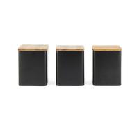 Salter 3-Piece Canister Set Toronto Tea Coffee Sugar Storage Matt Finish Black