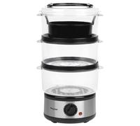 Salter 3 Tier Electric Food Steamer - 7.5L, Stackable Steaming Baskets, Dishwasher Safe, BPA Free Includes Rice Bowl, 60 Minute Timer, Compact
