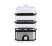 Salter 3-Tier Food Steamer - Compact Multi-Cooker with 3 Steam Baskets, Electric Egg Cooker with 8-Egg Capacity, Vegetable Steamer, 60-Minute Timer,