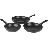 Salter Geo Hex Frying Pan 3 Piece Set, Black