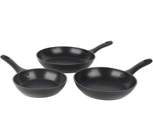 Salter 3pc 20/24/28cm Geo Non Stick Aluminium Cooking Frying Pan Cookware Set