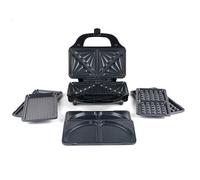 Salter EK2143FOUR XL 4-in-1 Snack Maker with Waffle, Panini, Toastie and Omelette Plates, 900 W, Stainless Steel