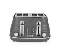 Salter EK5743GRY 4-Slice Wide Slot Toaster - Extra Thick Bread, Bagels, Crumpets, 6 Browning Levels, Removable Crumb Tray, Defrost/Reheat/Cancel, High-Lift Eject, Self-Centring, 1630W, Ripple Grey