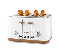 Salter 4-Slice Toaster Wide Slots for Thick Bread Crumb Tray White Wood Effect