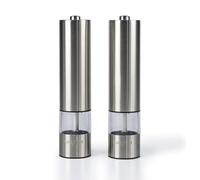 Salter 7522 SSTUR Electric Salt & Pepper Grinder Set - Stainless Steel Mills, Push Button Operation, Battery Powered, Ceramic Mechanism, Adjustable Fine To Coarse Grind, 66g Sea Salt/30g Peppercorns