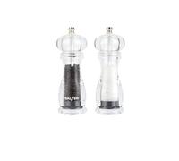 Salter 7606 CLXR Salt & Pepper Grinder Set - Refillable Mill Set, Twist To Grind, Ceramic Mechanism, Adjustable Fine To Coarse Grind, 66g Sea Salt/30g Peppercorns, Clear Acrylic Design