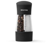 Salter 7612 BKXRA Dual Salt & Pepper Grinders - 2-in-1 Compact Design, Refillable Spice Grinder Set, Adjustable Fine/Coarse Grinding, 75g Salt & 30g Peppercorns, Ceramic Mechanism, Twist to Grind