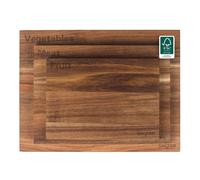 Salter Acacia 3pc Chopping Board Set - Vegetable, Meat and Fruit Labelled, FSC®