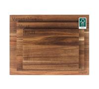Salter Acacia 3 Piece Chopping Board Set - 3 FSC®-Certified Acacia Wood Chopping Boards, Specifically Labelled for Vegetable, Meat and Fruit, Protect Kitchen Worktops, Perfect for Charcuterie