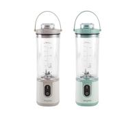 Salter ActiBoost Cordless Portable Blender Pack of 2 - 450ml Smoothie & Protein Blenders with Detachable Base, Pulse Function, 40s Countdown, BPA-Free, Stainless Steel Blades, 100W, Green & Stone
