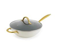 Salter Aerotech Pro 28 cm Wok - 30 x Tougher Non-Stick Coating*, Oven Safe Stir-Fry Pan, Tempered Glass Lid with Steam Vent, Induction Suitable, Metal Utensil Safe, Forged Aluminium