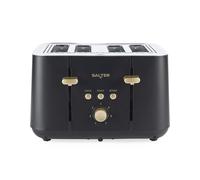 Salter Alchemy 4-Slice Toaster - 7 Levels of Browning, Wide Slots, Defrost, Reheat, Cancel Functions, High-Lift Eject, Removable Crumb Tray, Self-Centring, 1850W, Black/Gold